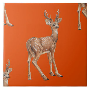 Azulejo Deer en rojo