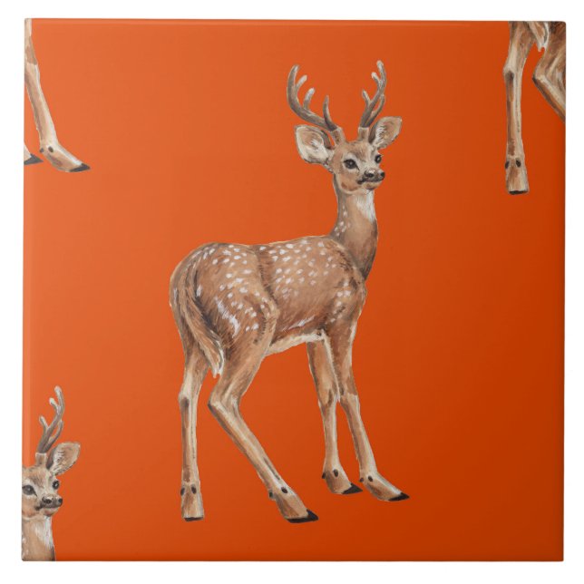 Azulejo Deer en rojo (Frente)