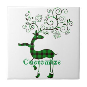 Azulejo Deer Thunder_Cove, Navidades con manto de búfalo