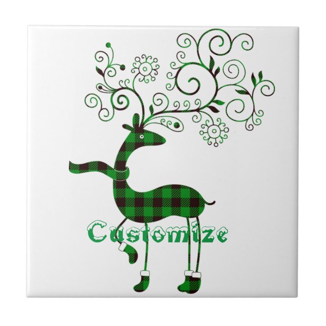 Azulejo Deer Thunder_Cove, Navidades con manto de búfalo (Frente)