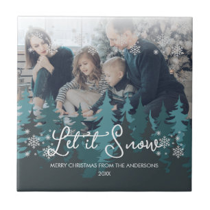 Azulejo Dejar Que La Nieve   Foto de Navidades de árbol de