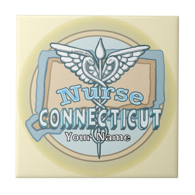 Azulejo del Caduceo de Enfermera de Connecticut (Frente)