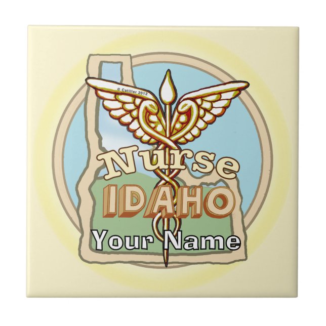 Azulejo del Caduceo de Enfermera de Idaho (Frente)