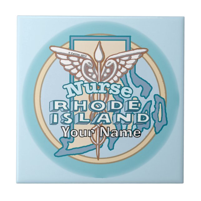Azulejo del Caduceo de Enfermera de Rhode Island (Frente)