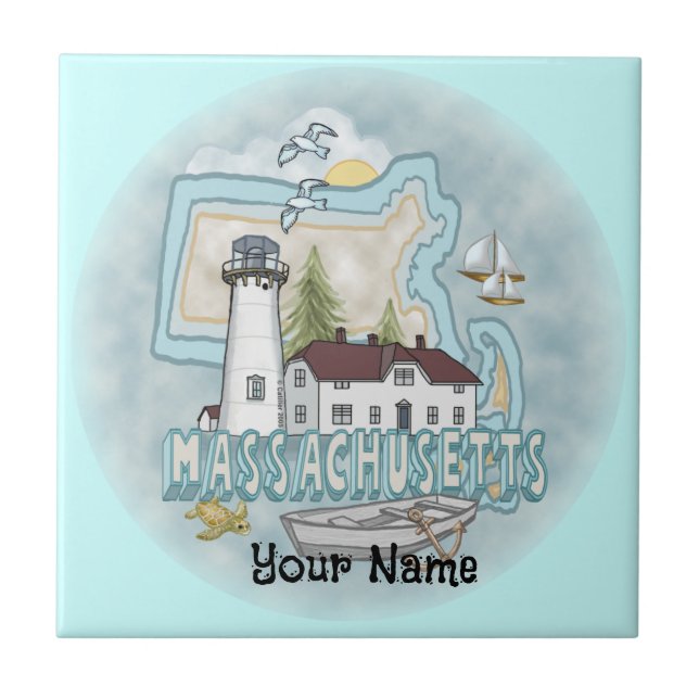 Azulejo del faro de Massachusetts (Frente)