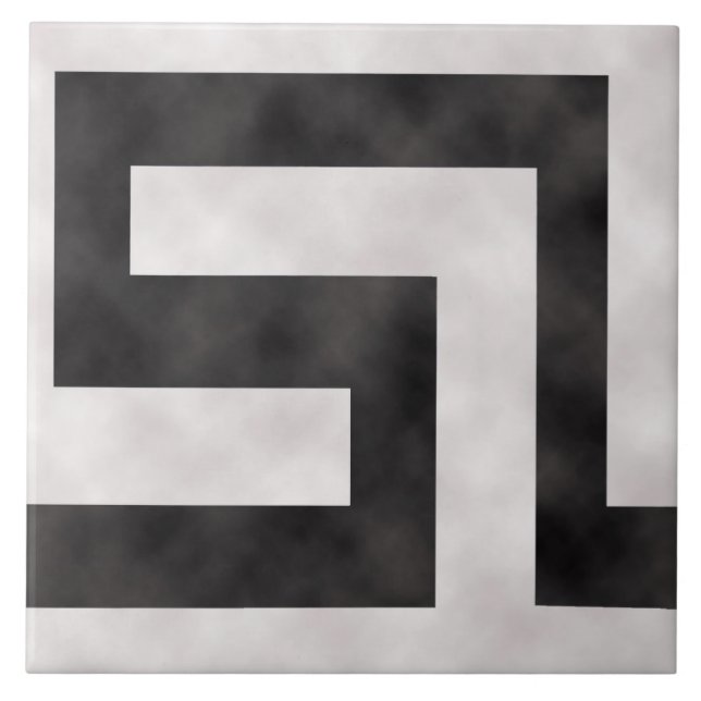 Azulejo ~ del meandro blanco y negro (Frente)