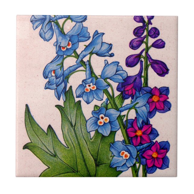 Azulejo delfinos en azul y púrpura (Frente)