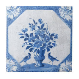 Azulejo Delft Blue Birds floral French Country Toile Stone