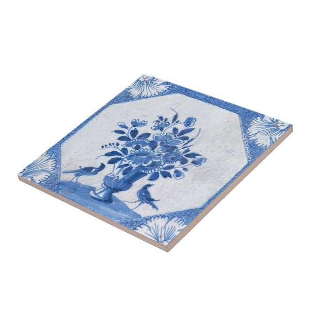 Azulejo Delft Blue Birds floral French Country Toile Stone (Lado)