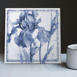 Azulejo Delft Blue Iris Wall Decoración Art Nouveau