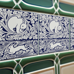 Azulejo Delft Blue Victorian Hares Arts Crafting Movement