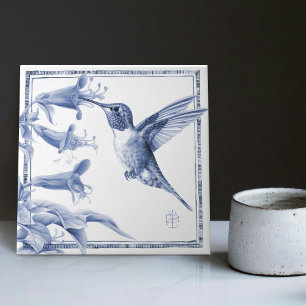 Azulejo Delft Hummingbird Decoración Art Nouveau