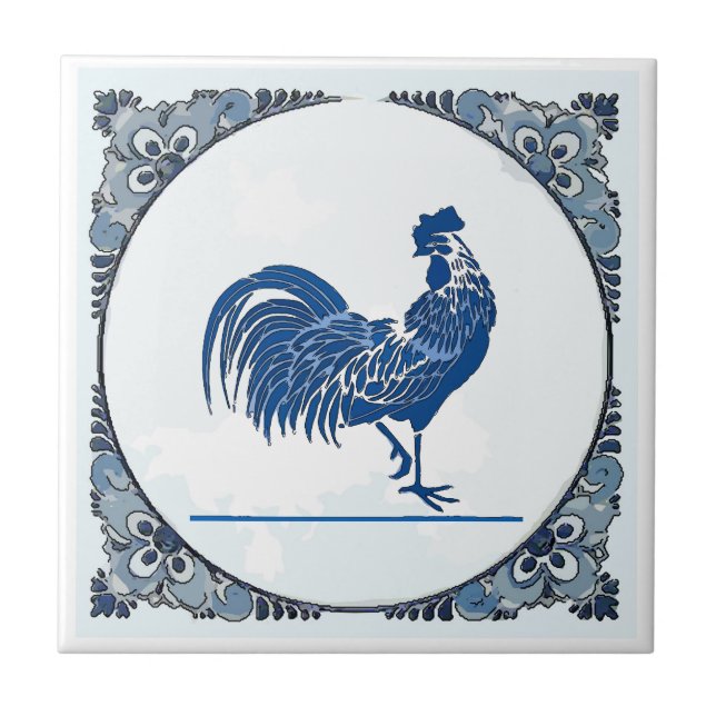 Azulejo Delft look Rooster, change image,  Ceramic Tile (Frente)