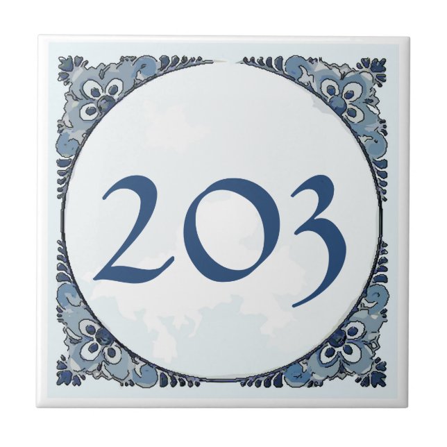 Azulejo Delft look Tile, House Numbers, change number (Frente)