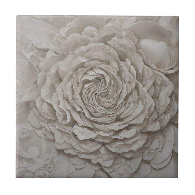 Azulejo Delicada Gardenia Flor blanca suave (Frente)
