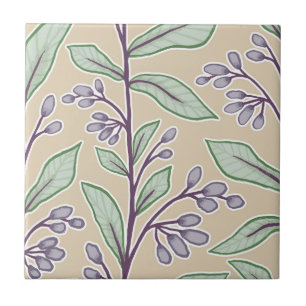 Azulejo Delicada Reverie Botánica L8 Plantas Grandes Púrpu