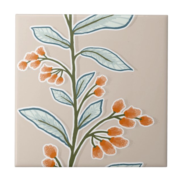 Azulejo Delicado Naranja de Planta Grande L7 de la Rebelió (Frente)