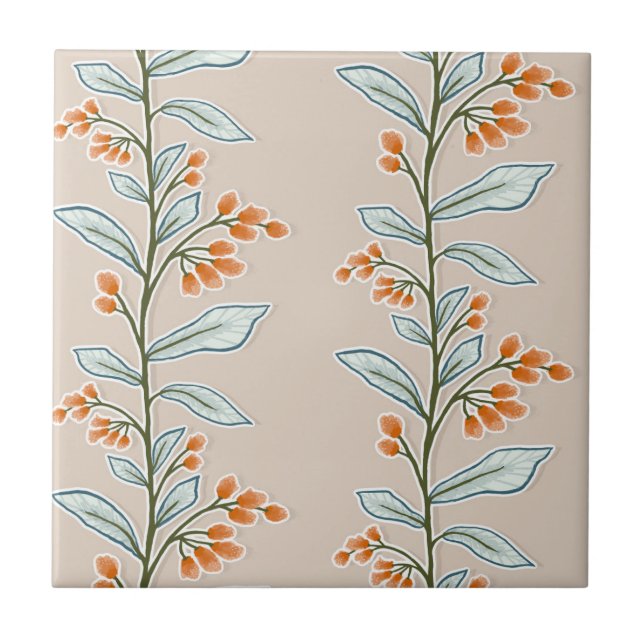 Azulejo Delicado Naranja de Planta Grande Reverie Botánico (Frente)