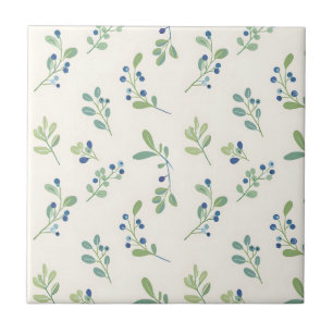 Azulejo Delicado patrón de eucalipto y arándano azul