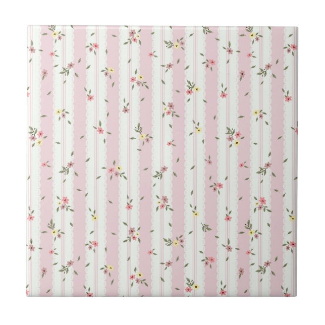 Azulejo Delicado Tile De Cerámica De Patrón Floral (Frente)