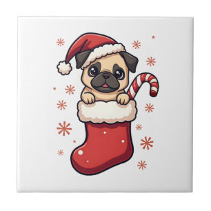Azulejo Delicia de Pug Santa