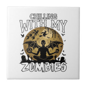 Azulejo Demonio Alado Luna Tumba Zombies Escalofriantes Ha