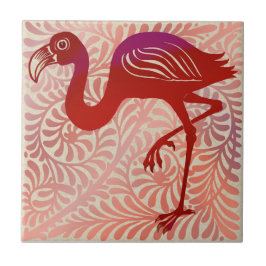 Azulejo DeMorgan Ruby Luster Bird Flamingo 1880 Repro