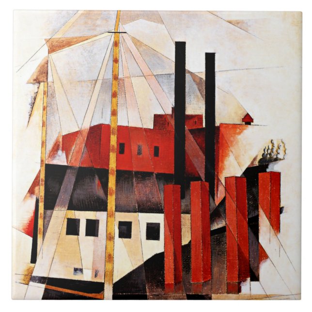 Azulejo Demuth - Fiesta de Piano Mover, pintura artística  (Frente)