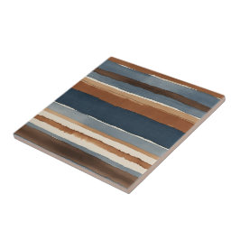 Azulejo Denim-blue rust and brown stripes