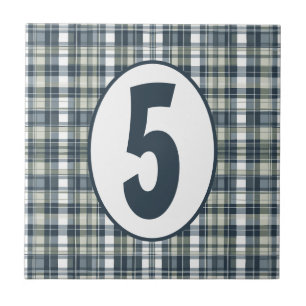 Azulejo Denim Blue Sage Personalizable verde y blanco