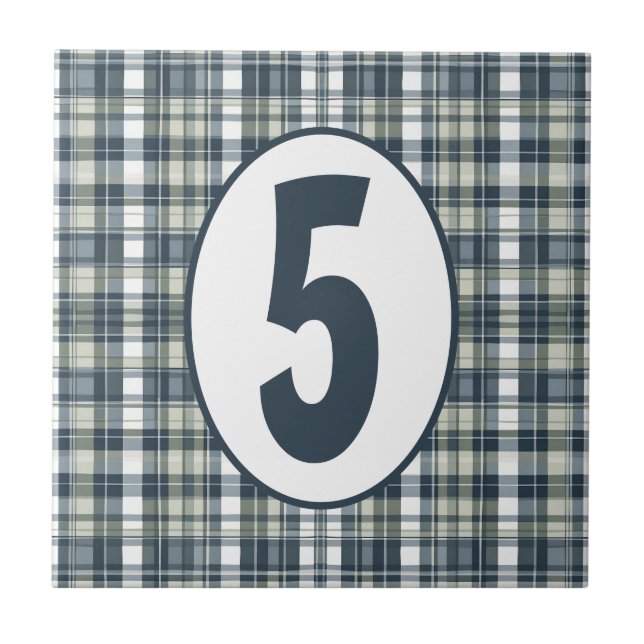 Azulejo Denim Blue Sage Personalizable verde y blanco (Frente)