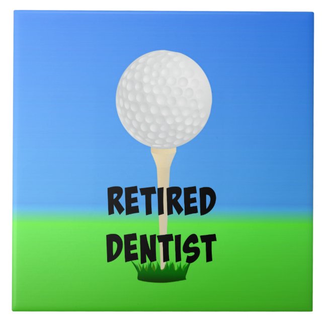 Azulejo Dentista jubilado, pelota de golf en un tee, (Frente)