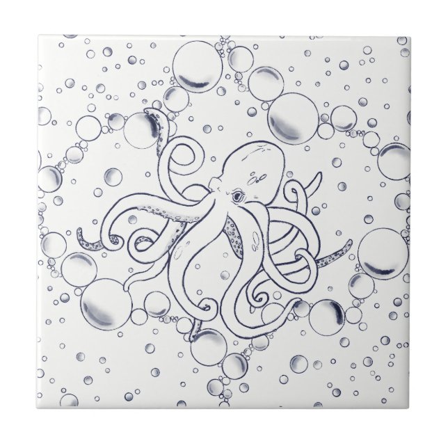Azulejo Deriva de Burbujas de Pulpo Primaria (Frente)