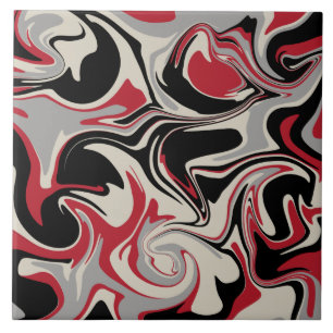Azulejo Derrame - rojo, gris, negro y blanco óseo