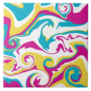 Azulejo Derrame - Turquesa, Amarillo, Rosa y Blanco