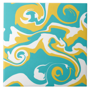 Azulejo Derrame - Turquesa y Amarillo