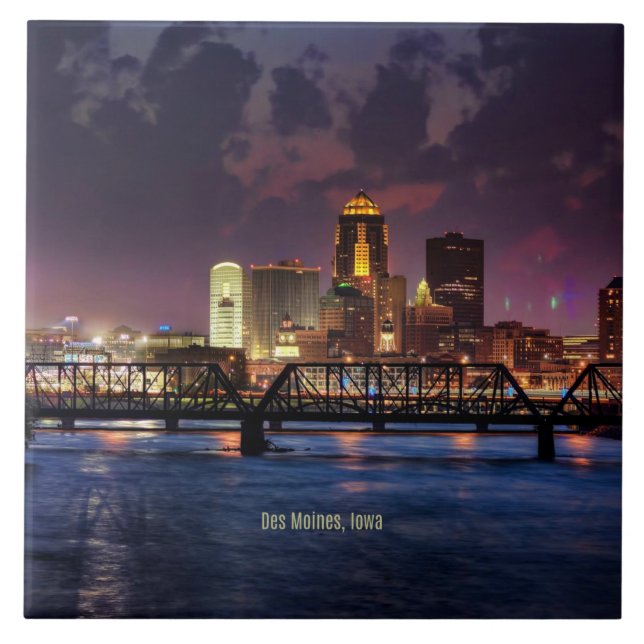 Azulejo Des Moines, paisaje urbano de Iowa (Frente)