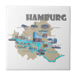 Azulejo Descripción del mapa de Hamburgo