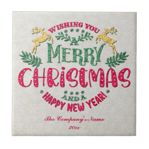 Azulejo Deseándole una Feliz Navidad y un Feliz Año Nuevo