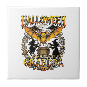 Azulejo Deseos de Halloween Abuelo Murciélago Caldero de B