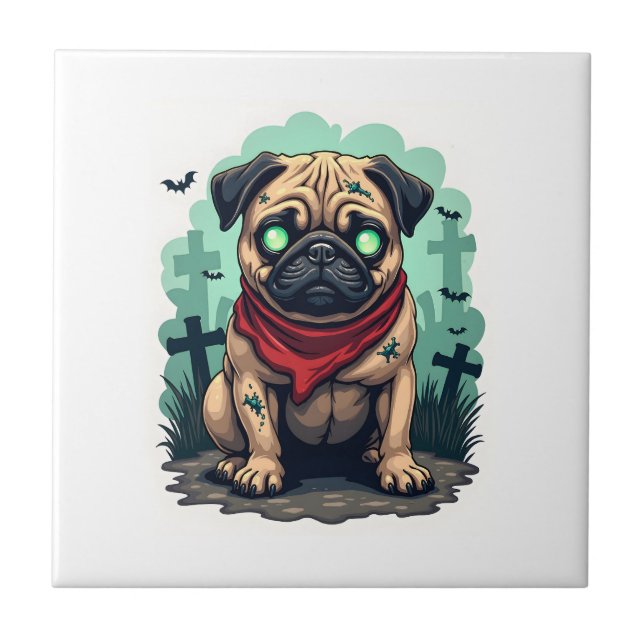 Azulejo Desfile de Pug Zombi (Frente)