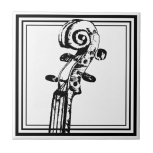 Azulejo Desplazamiento de violín blanco y negro con líneas