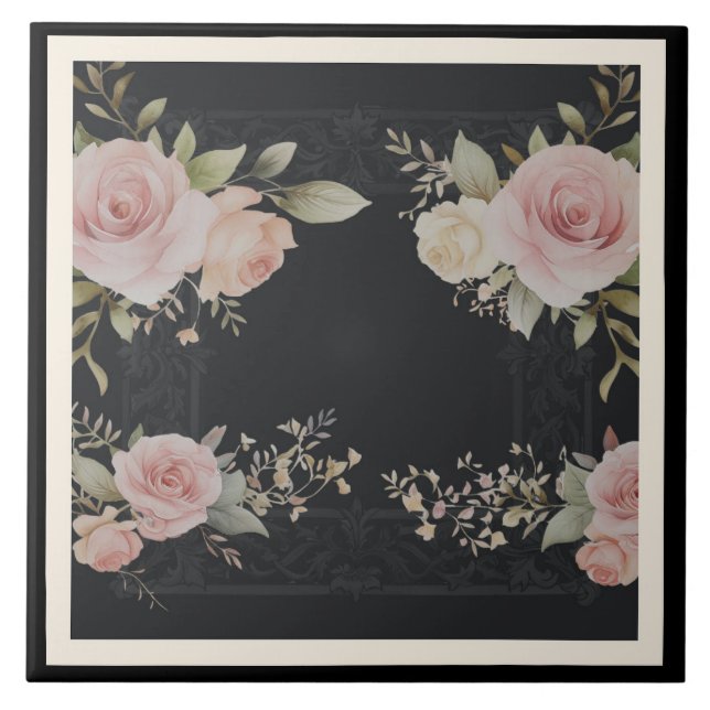 Azulejo Desplazamientos con rosas estilo victoriano (Frente)