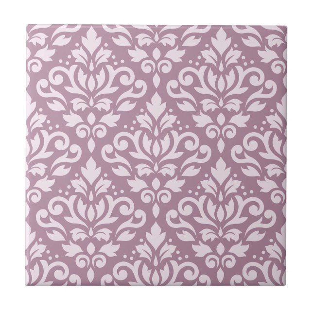 Azulejo Desplazar Damask gran patrón rosa en malva (Frente)