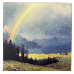 Azulejo Después de la ducha, pintura de Albert Bierstadt