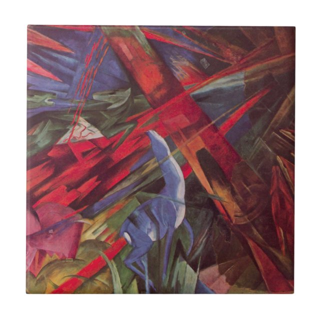 Azulejo Destinos animales por Franz Marc, arte de cubismo  (Frente)