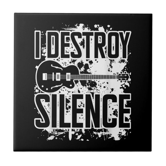 Azulejo Destruyo Silence Bass Player Funny Guitar Music E (Frente)