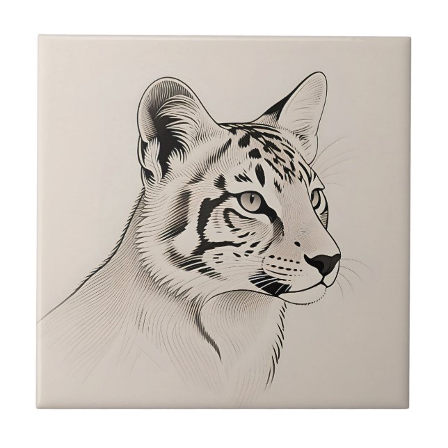 Azulejo Detailed Lynx Portrait Line Art (Frente)