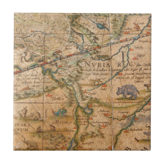 Azulejo Detalle de África de un globo (Frente)