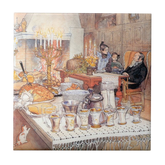 Azulejo Detalle De Navidades Eve - Carl Larsson 1906 (Frente)